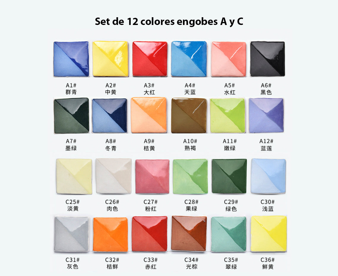 Maleta de Engobes cerámicos 24 colores